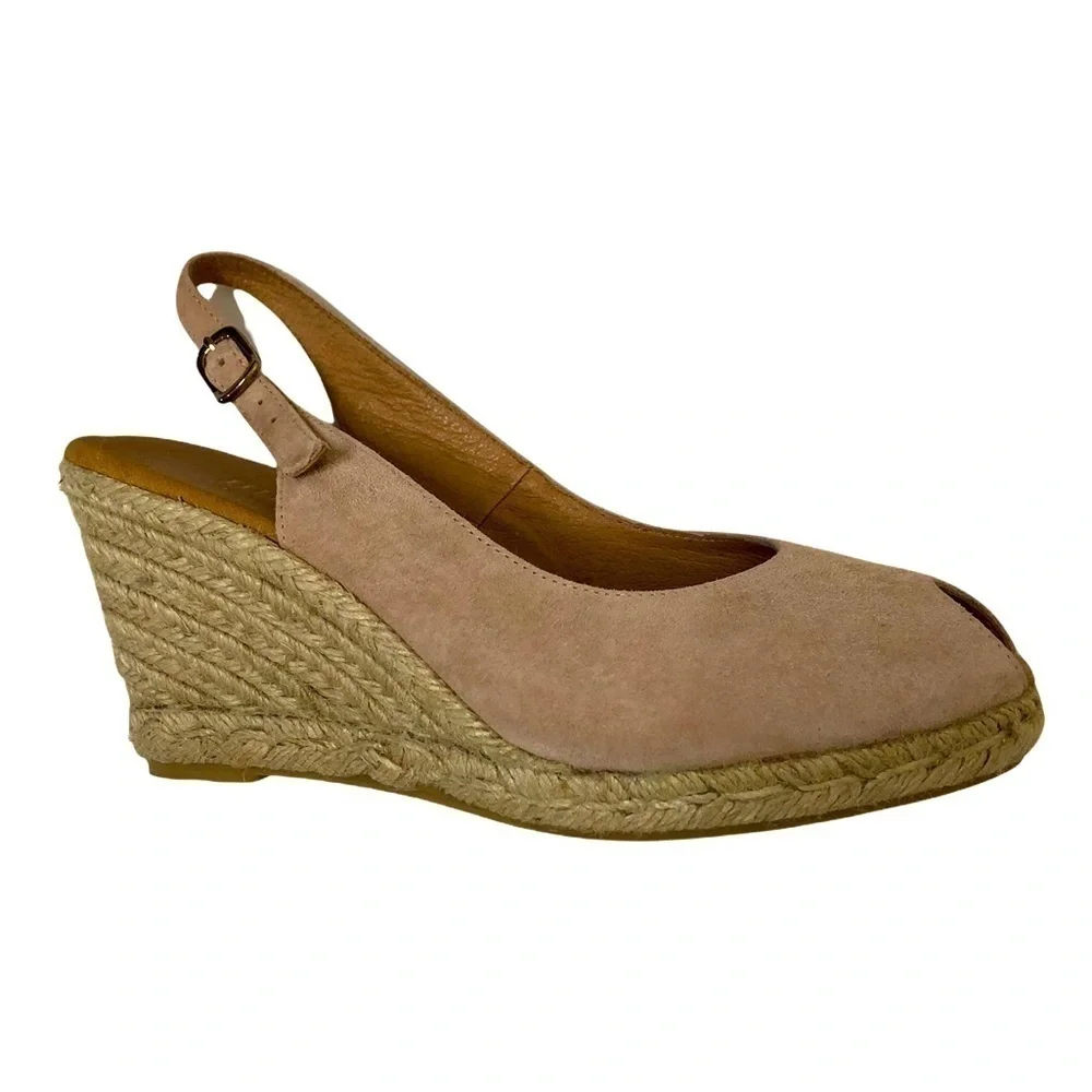 MAYPOL Slingback Beige Suede Wedges
